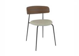 Paul Rogers Cover Metal Chair Dark Walnut Back Pad-06 Beige