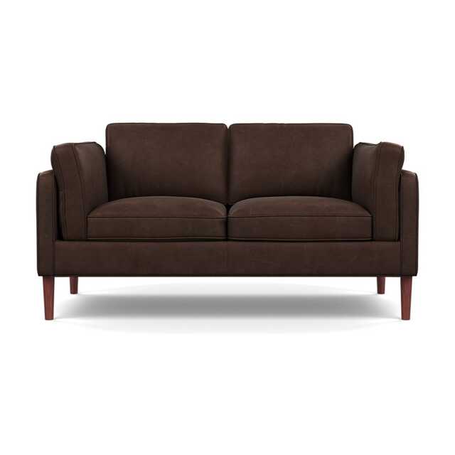 Heal's Sonno 2 Seater Heritage Leather Chestnut 2064 Walnut Feet