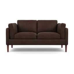 Heal's Sonno 2 Seater Heritage Leather Chestnut 2064 Walnut Feet
