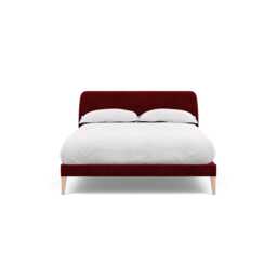 Heal's Wallis Bedstead Double Smart Luxe Velvet Mulberry Natural Feet