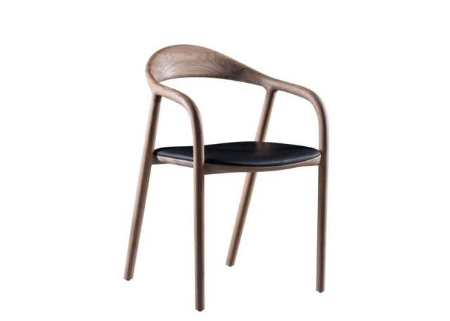 Artisan Neva Dining Chair in Walnut and Zenith Leather 9024 Black - image 1