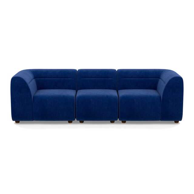 Heal's Lilli 3 Seater Sofa Smart Luxe Velvet Azure Natural Beech Feet
