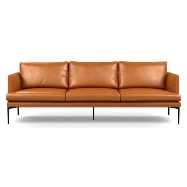 Heal's Matera 4 Seater Sofa Leather Stonewash Toffee 277 Black Feet