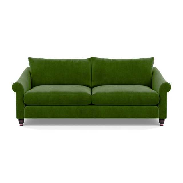 Heal's Devon 4 Seater Sofa Smart Luxe Velvet Grass Walnut Stained Feet