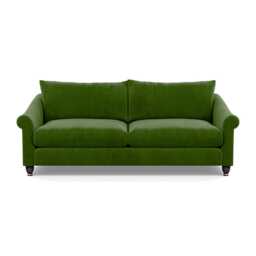 Heal's Devon 4 Seater Sofa Smart Luxe Velvet Grass Walnut Stained Feet