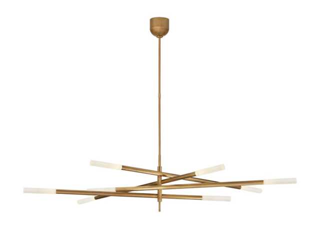 Visual Comfort Rousseau LED Eight Light Chandelier Pendant Antique Brass Grande
