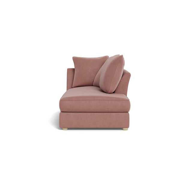 Heal's Tailor Chaise Right Hand Facing Smart Luxe Velvet Dusky Pink Natural Beech Feet