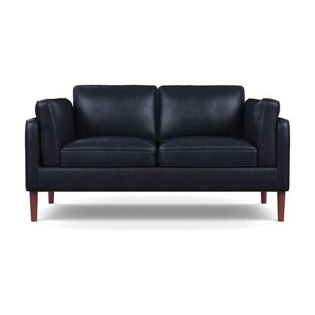 Heal's Sonno 2 Seater Leather Stonewash Black 263 Walnut Feet