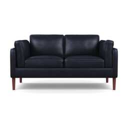 Heal's Sonno 2 Seater Leather Stonewash Black 263 Walnut Feet