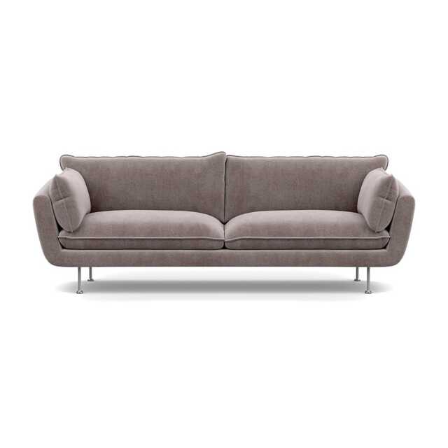 Heal's Allora 4 Seater Sofa Smart Luxe Velvet Mushroom Stainless Steel Feet