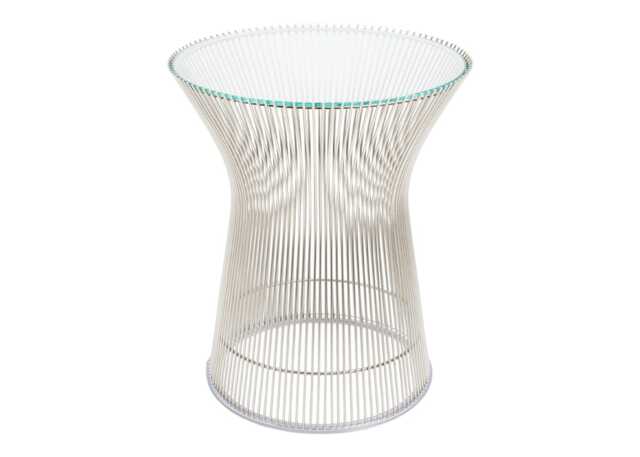 Knoll Platner Side Table in Polished Nickel and Clear Glass