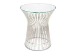 Knoll Platner Side Table in Polished Nickel and Clear Glass