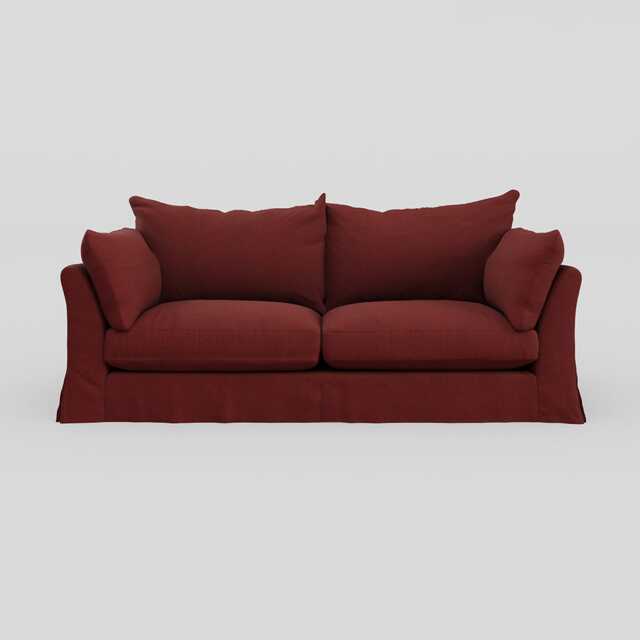 Heal's Tailor Loose Cover 4 Str Sofa Capelo Linen Etruscan Red, Natural Beech Feet