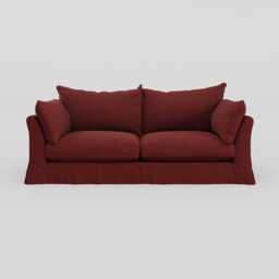 Heal's Tailor Loose Cover 4 Str Sofa Capelo Linen Etruscan Red, Natural Beech Feet