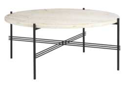 Gubi TS Coffee Table Large in Neutral White Travertine