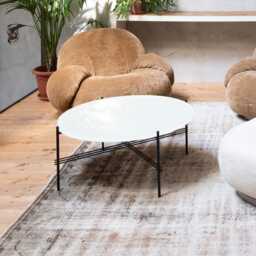 Gubi TS Coffee Table Large in Neutral White Travertine - thumbnail 2