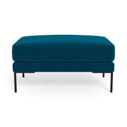 Heal's Torrington Ottoman Velvet Teal Black Feet - thumbnail 1