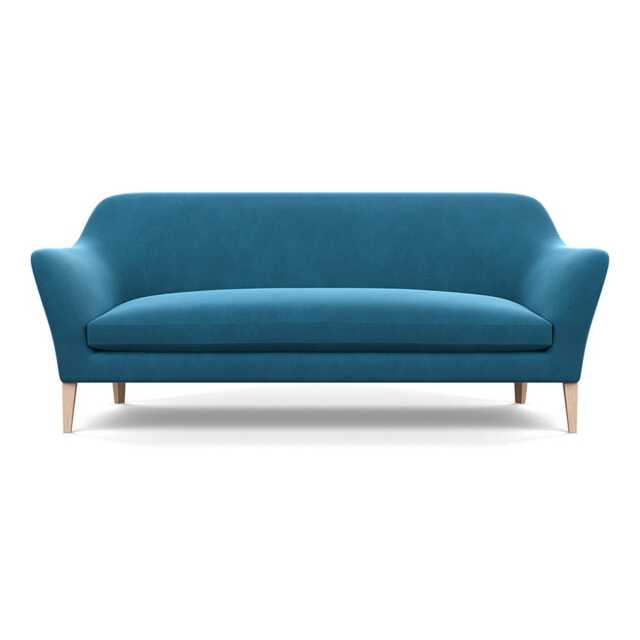 Heal's Wallis 4 Seater Sofa Smart Velvet Ocean Natural Oak Feet
