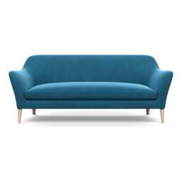 Heal's Wallis 4 Seater Sofa Smart Velvet Ocean Natural Oak Feet