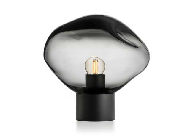 Hadeland Glassverk Crystal Stone Table Lamp Grey & Black