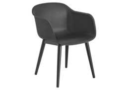 Muuto Fiber Armchair Wood Base Normal Shell Black/Black