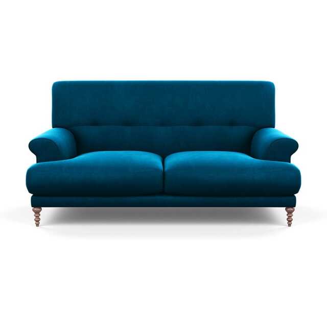 Scp Oscar 2 Seater Formal Sofa Velvet Teal Walnut Feet