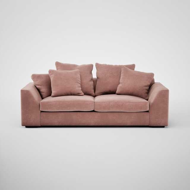 Heal's Cumulus 4 Seater Sofa Smart Luxe Velvet Dusky Pink Black Feet