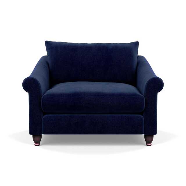Heal's Devon Loveseat Smart Luxe Velvet Midnight Walnut Stained Feet - image 1