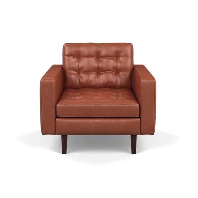 Heal's Hepburn Armchair Stonewash Leather Light Brown 274 Wenge Feet