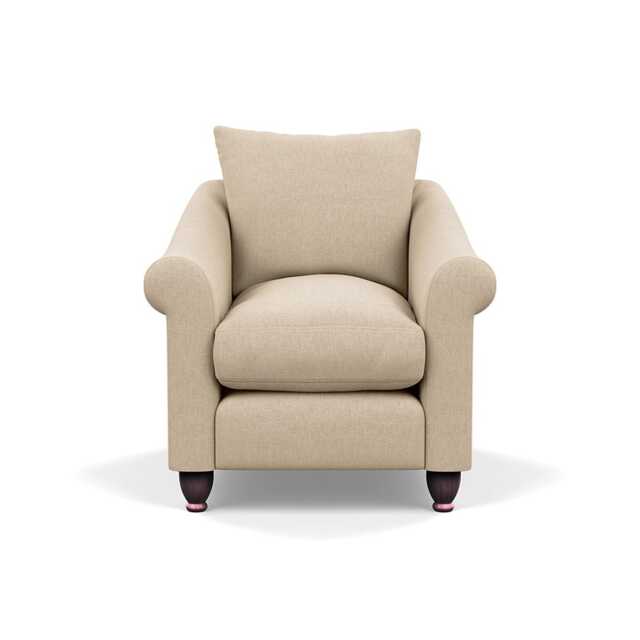 Heal's Devon Armchair Brushed Cotton Oat Walnut Stained Feet