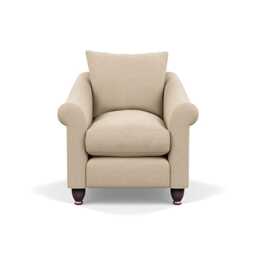 Heal's Devon Armchair Brushed Cotton Oat Walnut Stained Feet