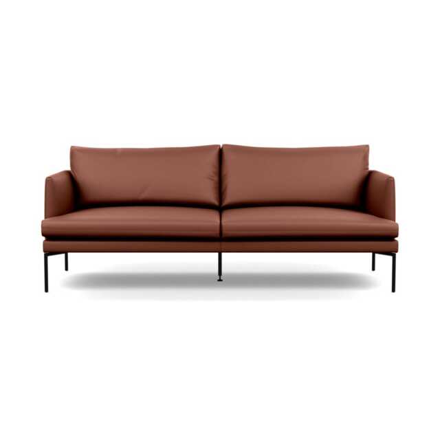 Heal's Matera 3 Seater Sofa Leather Grain Dark Brown 068 Black Feet
