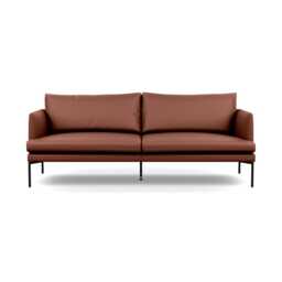 Heal's Matera 3 Seater Sofa Leather Grain Dark Brown 068 Black Feet
