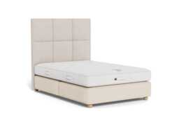 Vispring Devonshire Soft Tension Divan Double TK596 Fawn 750 Bun Feet 2 Footend Drawer