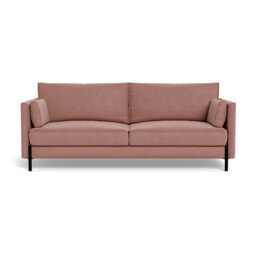 Heal's Tortona 3 Seater Sofa Smart Luxe Velvet Dusky Pink Black Feet - thumbnail 1