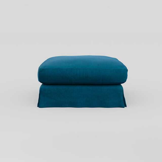 Heal's Tailor Loose Cover Footstool Velvet Teal Natural Beech Feet