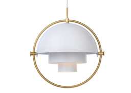 Gubi Multi-Lite Pendant Brass Base White Shade