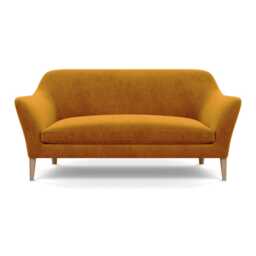 Heal's Wallis 3 Seater Sofa Smart Luxe Velvet Cognac Tinted Ash Feet