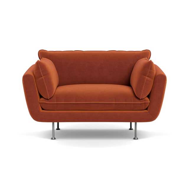 Heal's Allora Loveseat Cotton Velvet Russet Stainless Steel Feet