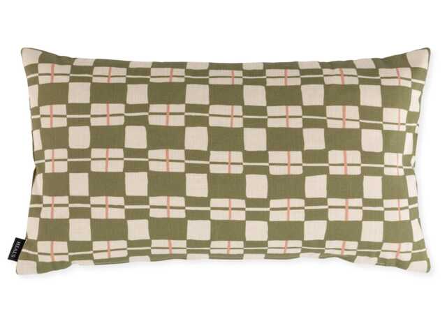 Heal's Edith Check Cushion Olive 32 x 55cm