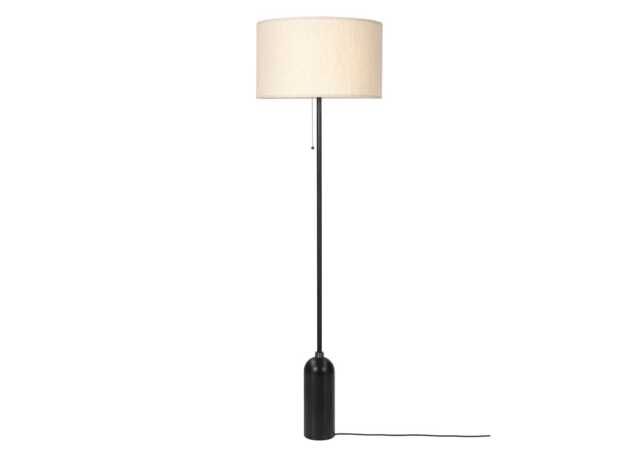 Gubi Gravity Floor Lamp Blackened Steel Base Canvas Shade