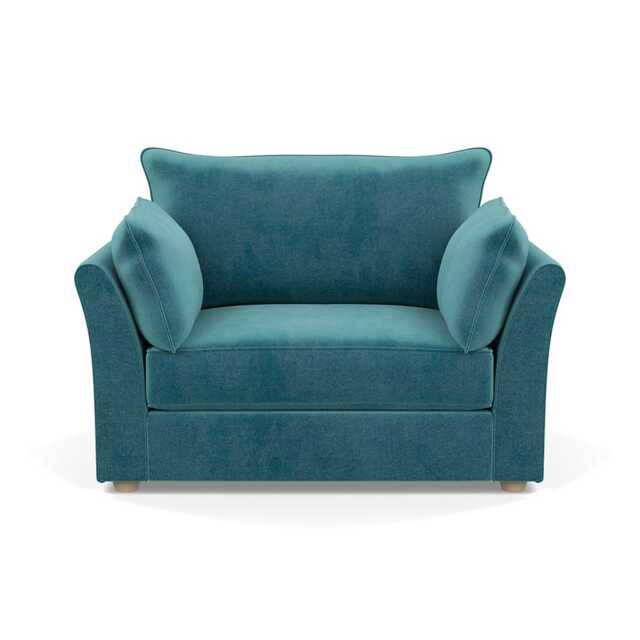Heal's Tailor Loveseat Smart Luxe Velvet Airforce Blue Natural Beech Feet