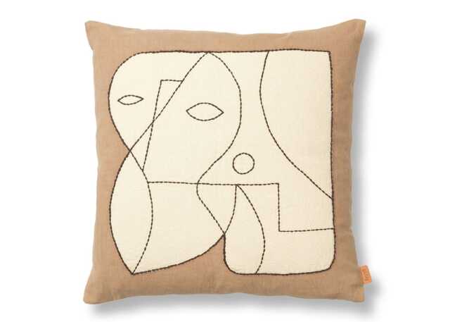 ferm LIVING Figure Cushion Dark Taupe & Off White 50 x 50cm