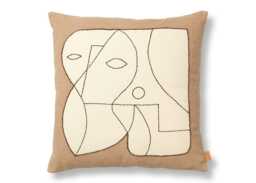 ferm LIVING Figure Cushion Dark Taupe & Off White 50 x 50cm