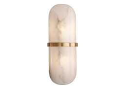 Visual Comfort Melange Pill Form Sconce Wall Light Antique-Burnished Brass & Alabaster