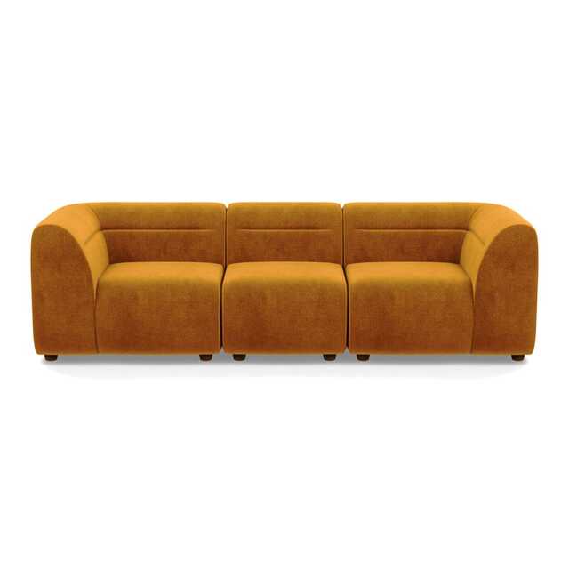 Heal's Lilli 3 Seater Sofa Smart Luxe Velvet Cognac Natural Beech Feet