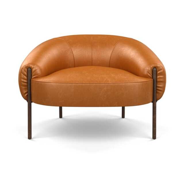 Heal's Isola Armchair Leather Stonewash Toffee 277 Bronze Feet