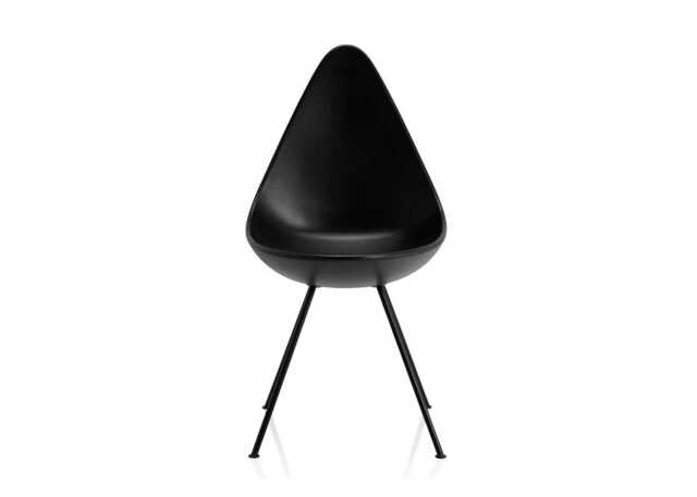Fritz Hansen Drop Side Chair Black Powder Coated Legs