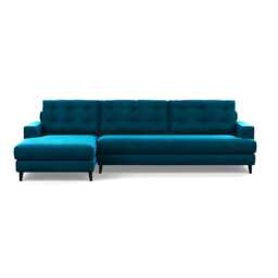 Heal's Mistral Left Hand Corner Sofa Velvet Teal Black Feet