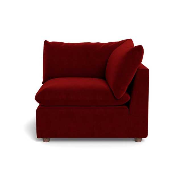 Heal's Astrid Corner Unit Smart Luxe Velvet Mulberry Walnut Stained Beech Feet